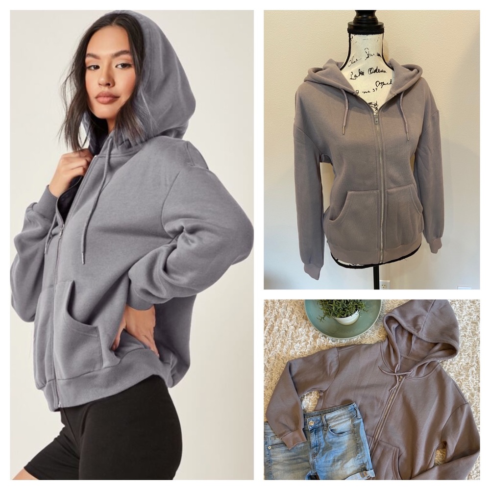 Oversized Slouchy Zip Hoodie Sweatshirt Jacket NWOT